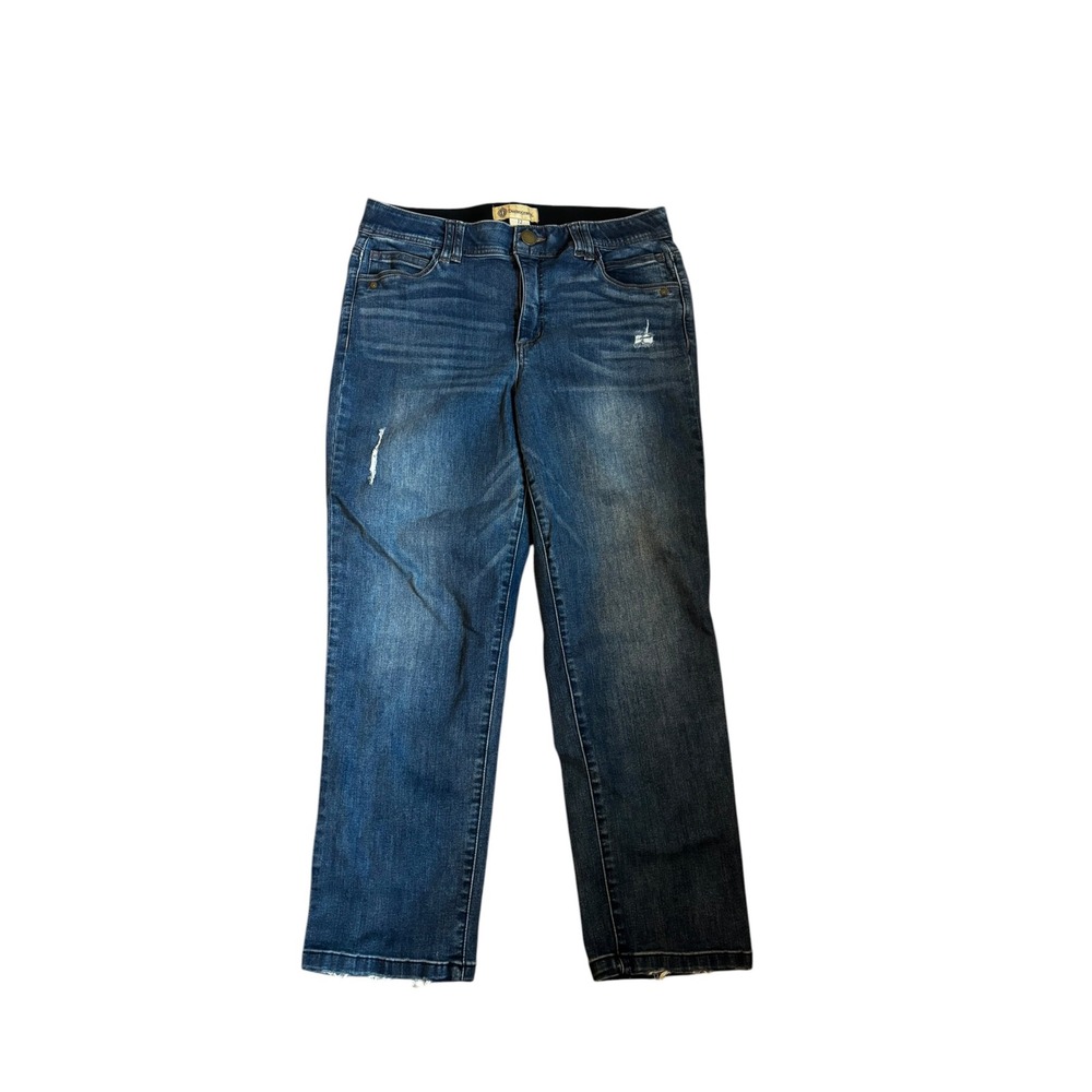 Democracy Ab Solution Straight Leg Distressed Jeans Blue Wash Size 12